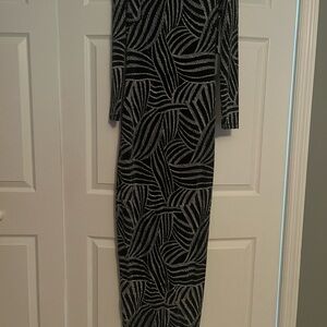 Melrose and Market Black and Silver Long Sleeve Bodycon Dress